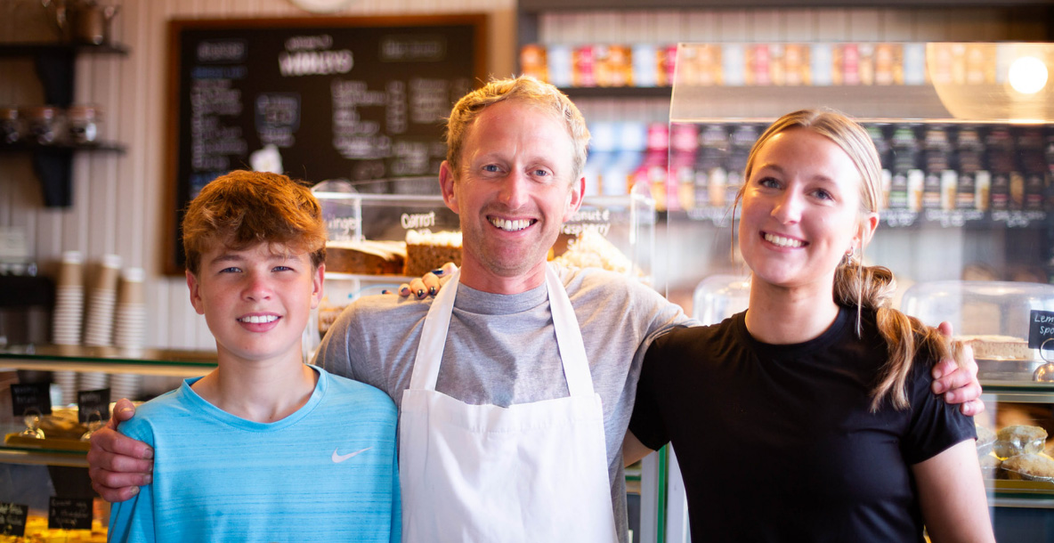 The Keir family at the Wooleys of Arran shop