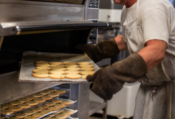 Baking oatcakes at the Wooleys of Arran bakery