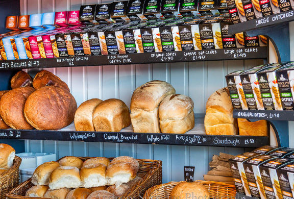 Bread and oatcakes for sale at the Wooleys of Arran bakery shop